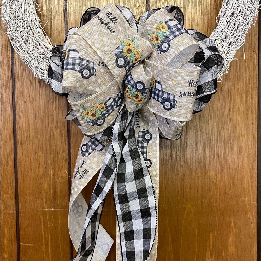 Farmhouse Plaid and truck bow for wreaths and decorating
